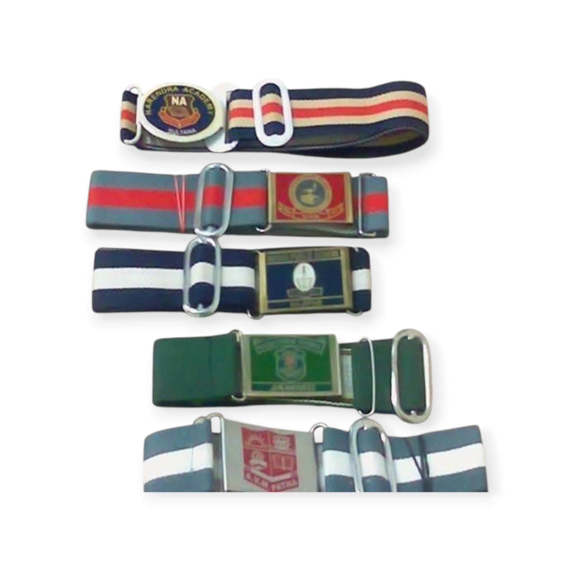 Classic Multi-Stripe School Belts with Metal Buckles