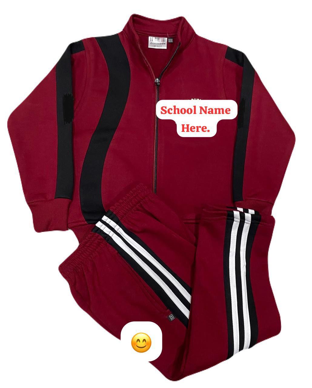 Classic Maroon Tracksuit with Black Side Stripes