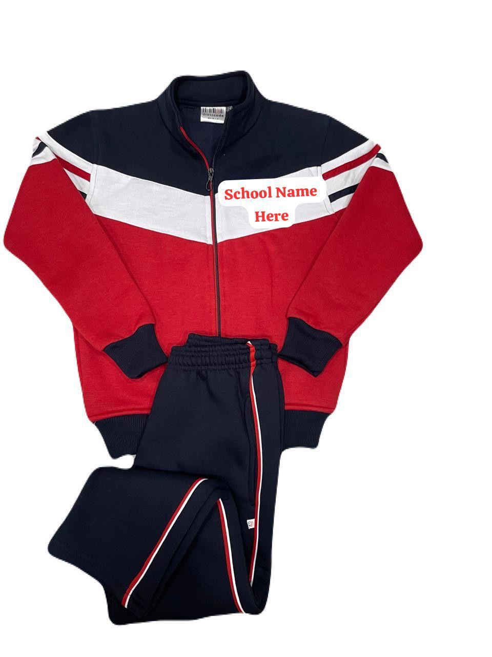 Red & Black Contrast Sports Tracksuit
